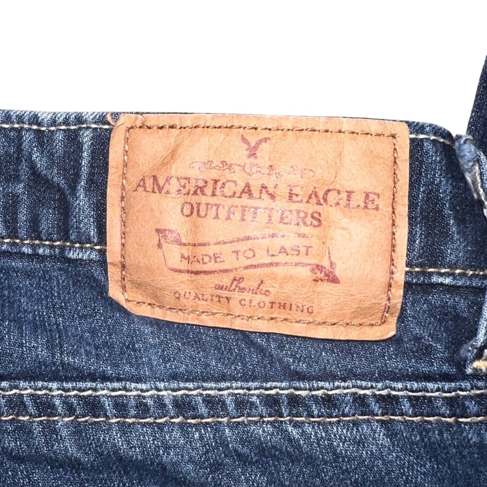 Y2K 2000s American Eagle Straight 77 Jeans Womens 0 Long Dark Wash Low Rise - Picture 6 of 13